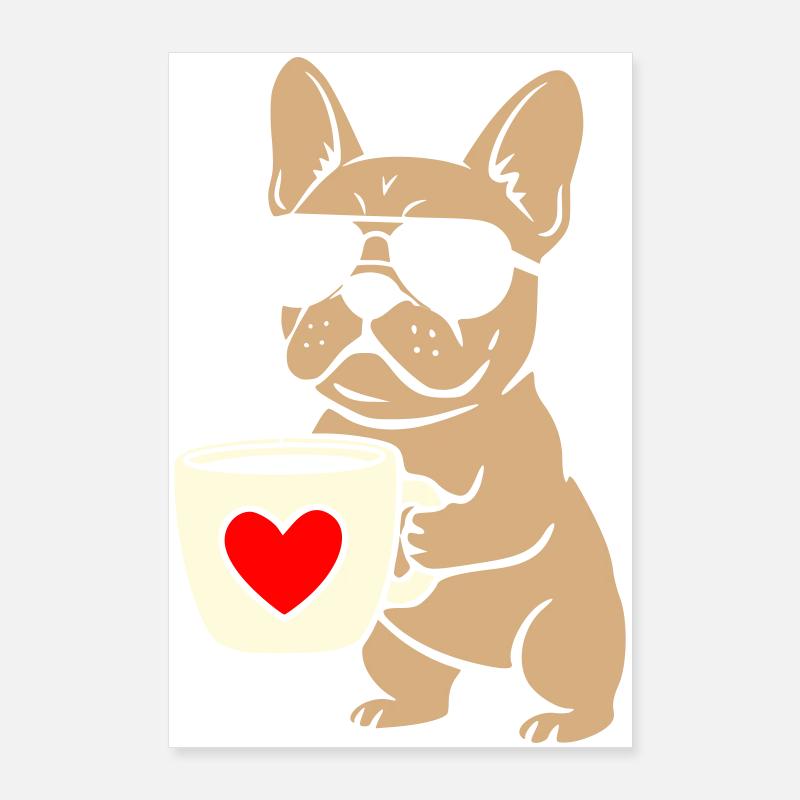 Frenchie Kaffee Flat Design Poster 60x90 cm