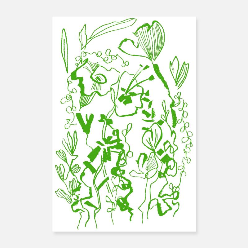 FLEURS VERTES Poster 60 x 90 cm