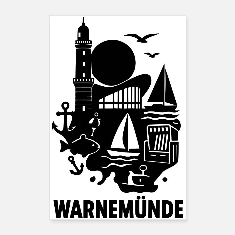 Warnemünde Silhouette Poster 24" x 35" (60x90 cm)