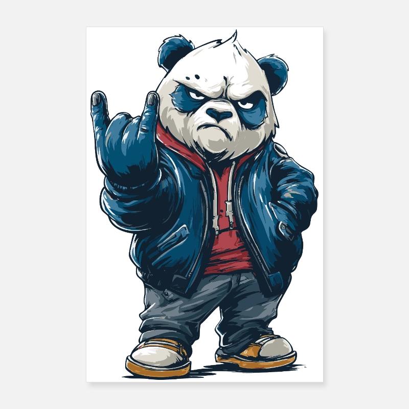 Rocking panda with "rock on" pose Poster 24" x 35" (60x90 cm)
