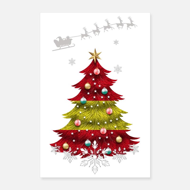 Sapin de Noël avec drapeau espagnol Poster 60 x 90 cm