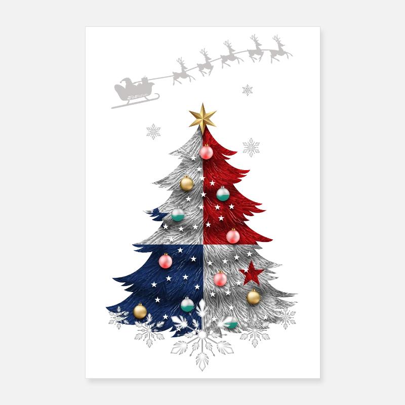 Weihnachtsbaum mit Panama-Flagge Poster 60x90 cm