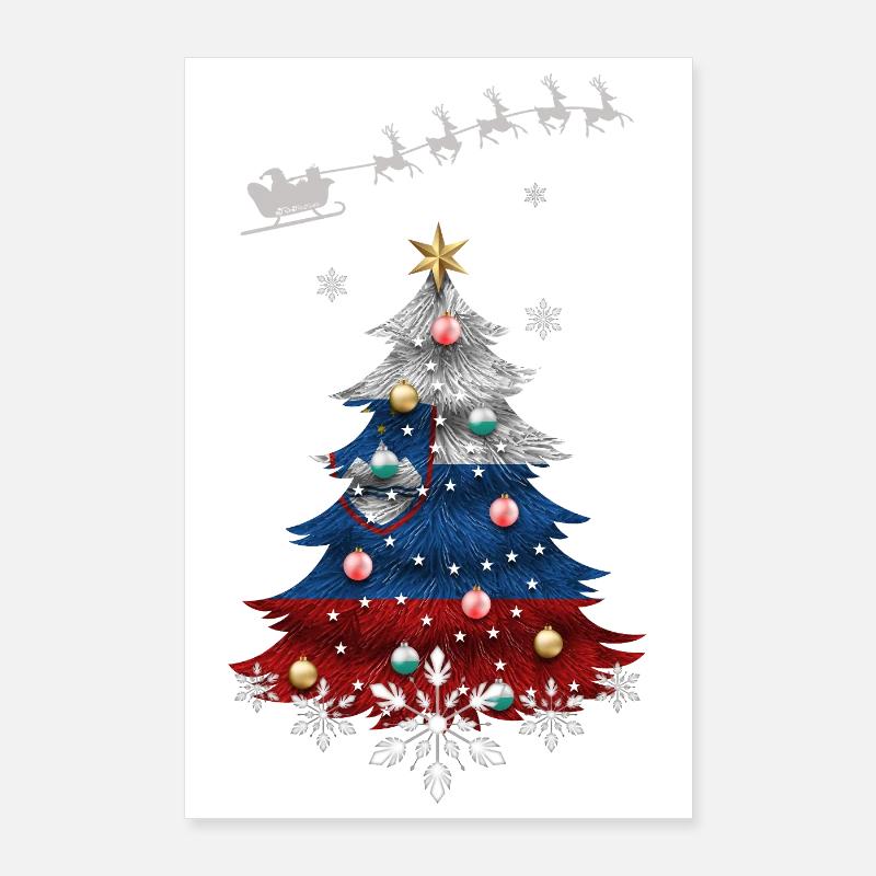 Weihnachtsbaum mit slowenischer Flagge Poster 60x90 cm