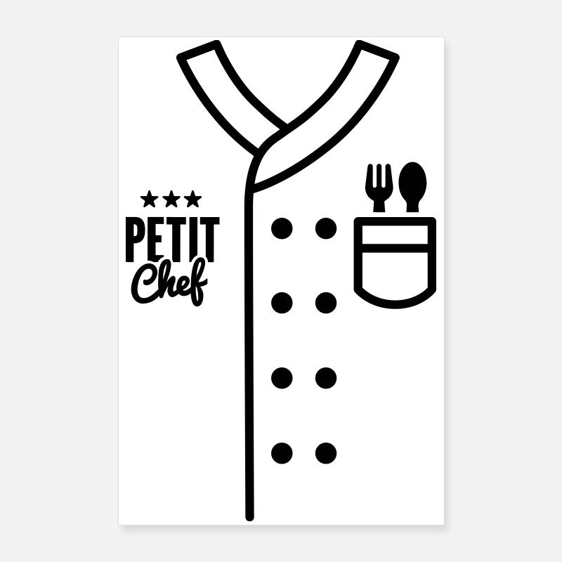 Enfants Chef Uniforme Petit Chef Enfant Costume de cuisine Poster 60 x 90 cm