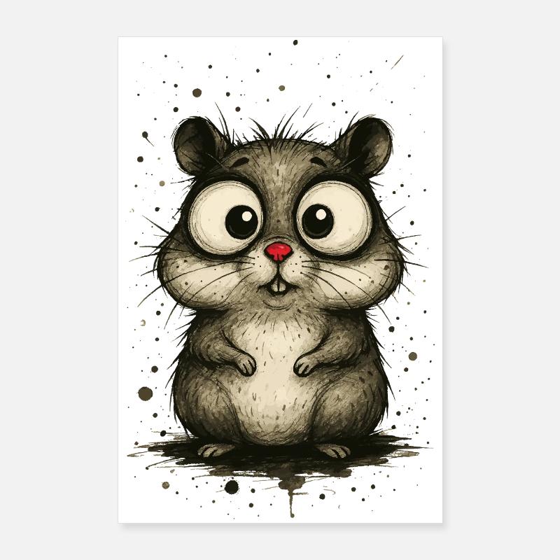 Funny hamster with big eyes – comic splash Poster 24" x 35" (60x90 cm)