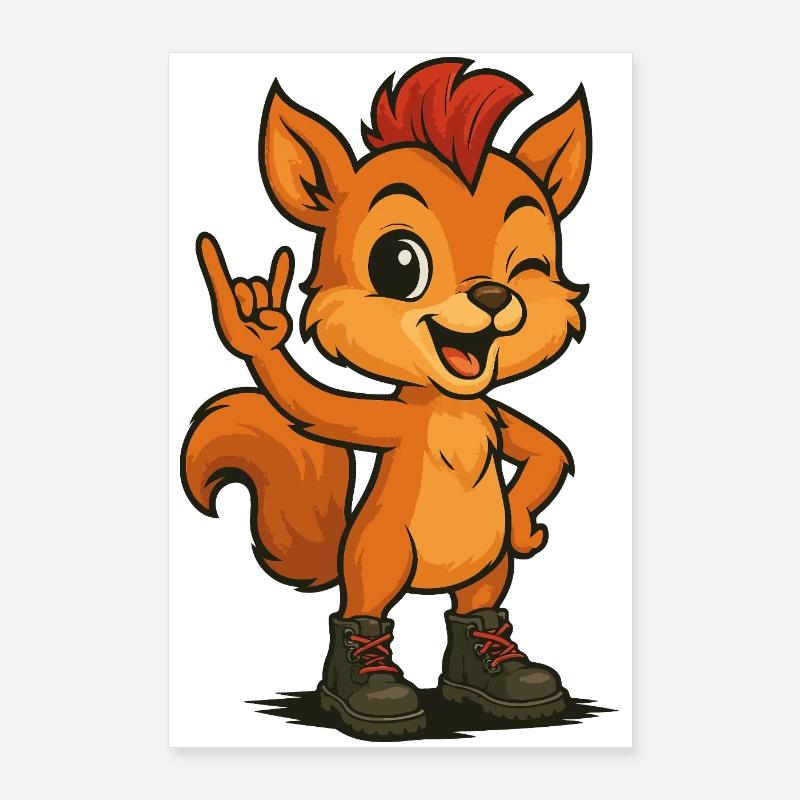 Punk Rock Squirrel Poster 60x90 cm