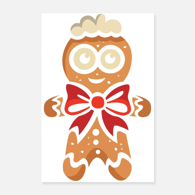 Lebkuchenmann mit roter Schleife Poster 60x90 cm
