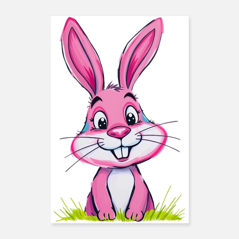 Lapin de Pâques Rose Poster 60 x 90 cm