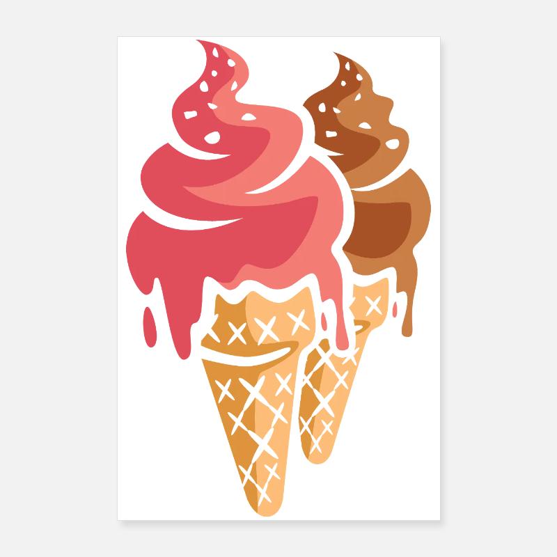 Zwei Eiscremes Cartoon Design Poster 24" x 35" (60x90 cm)