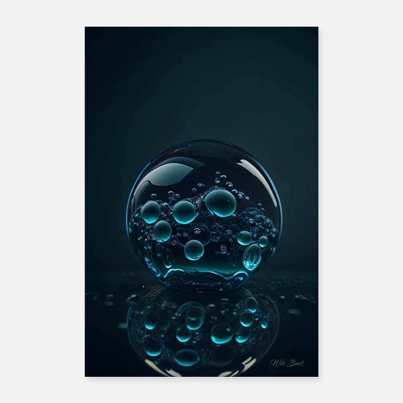 Blasen in einer Blase cyan 1 Poster 60x90 cm