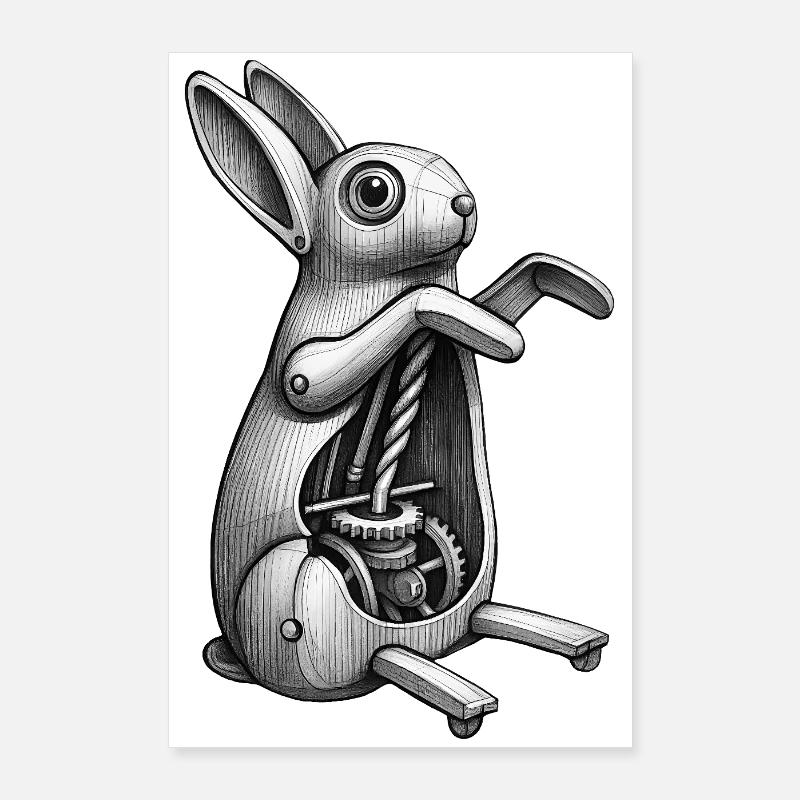 MECA RABBIT - black & white Poster 60 x 90 cm