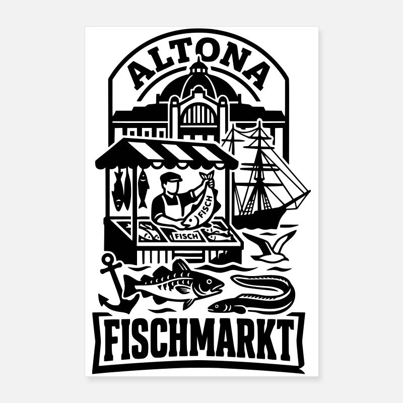 Fischmarkt Hamburg Altona Poster 60x90 cm