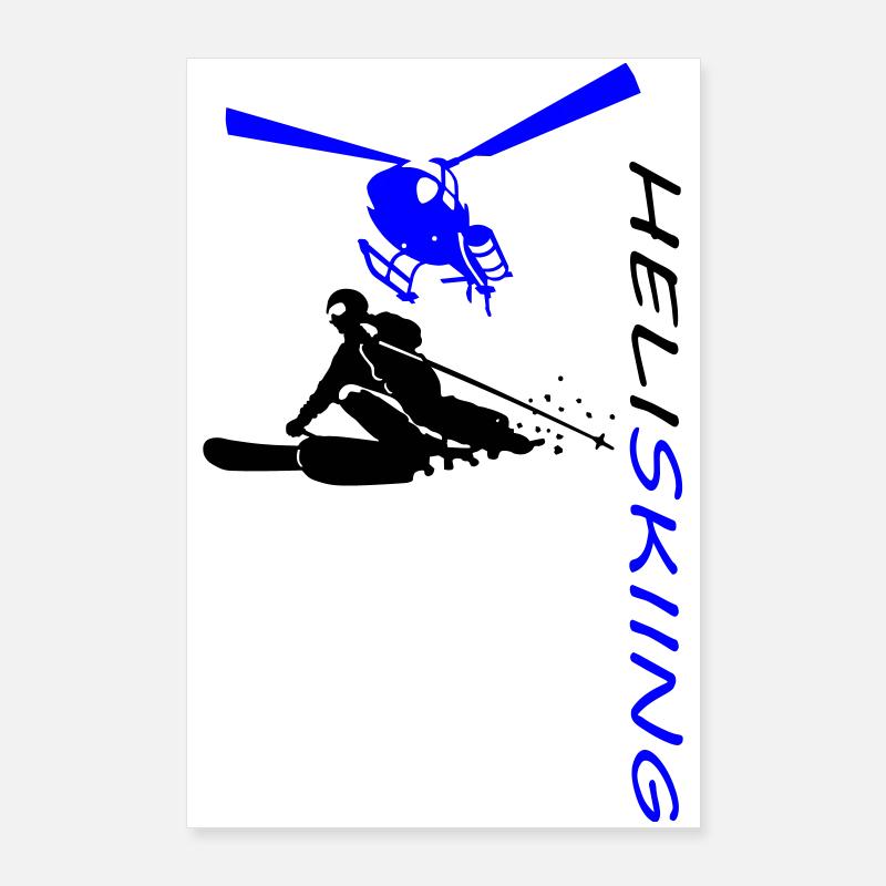 Héliski - Poster 60 x 90 cm - blanc