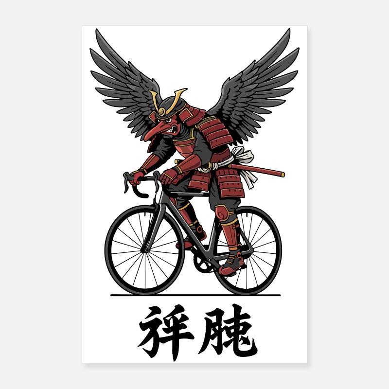 Samouraï ailé à vélo Poster 60 x 90 cm