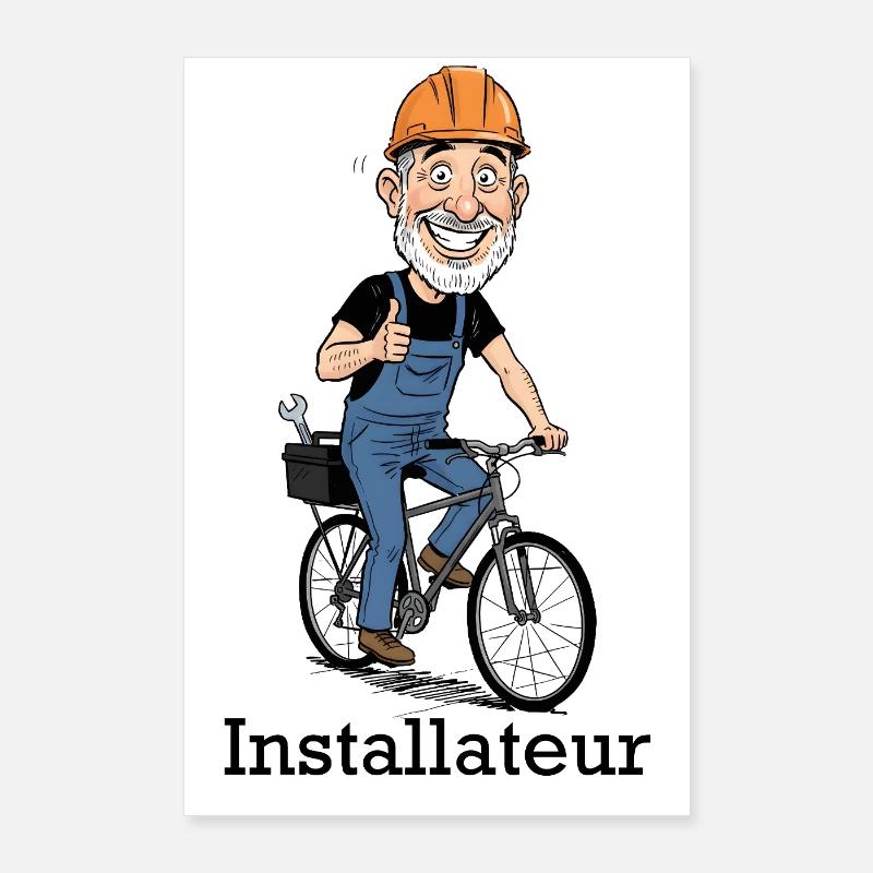 Ouvrier du bâtiment Héros à vélo Poster 60 x 90 cm