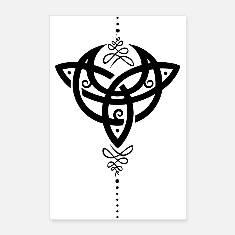 Lune celtique, croissant de lune avec le symbole de la Trinité. Poster 60 x 90 cm