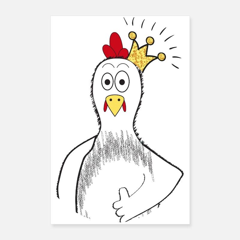 Huhn mit Krone Poster 60x90 cm