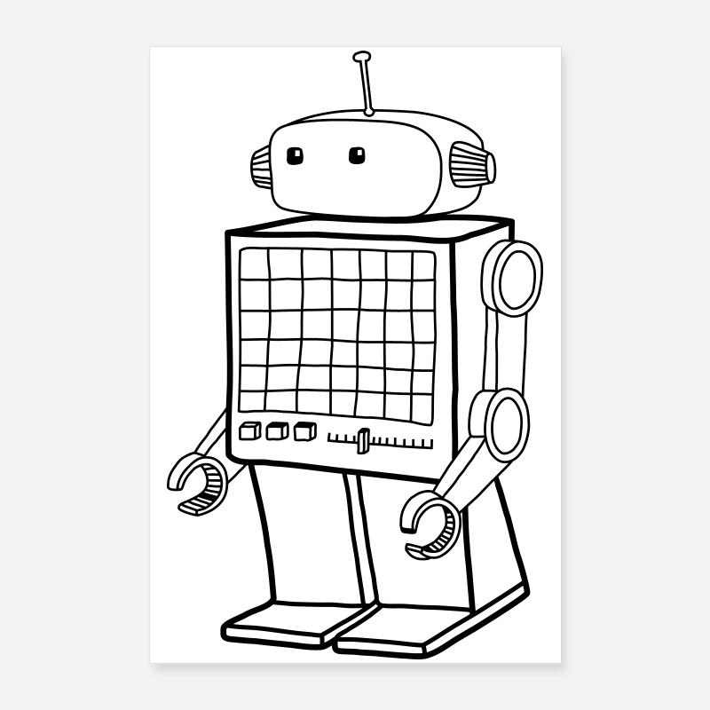Robot rétro - Design Android Vintage AI Poster 60 x 90 cm
