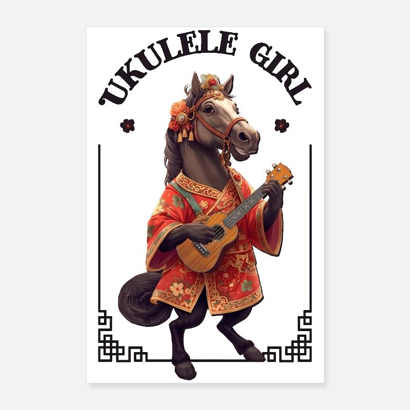 Cheval ukulélé Poster 60 x 90 cm