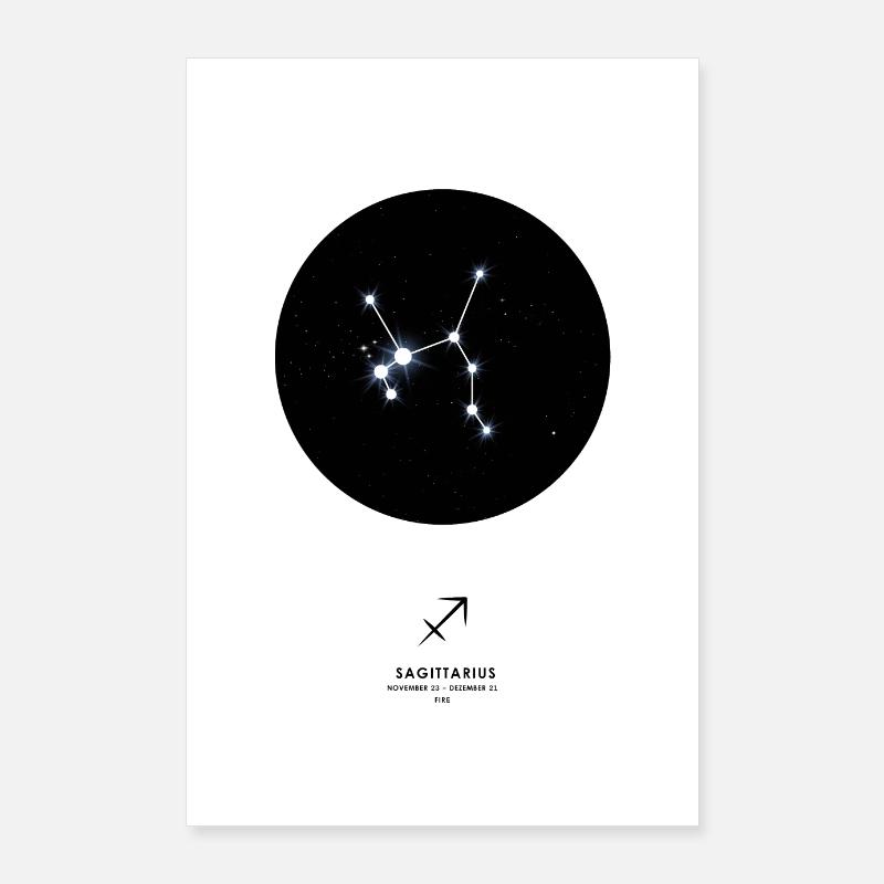 Schütze Sternzeichen Poster als Geschenkidee - Poster 60x90 cm - Weiß