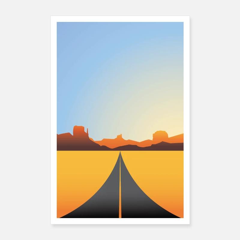 Landschaft bunt - Straße - Poster 60x90 cm - Weiß