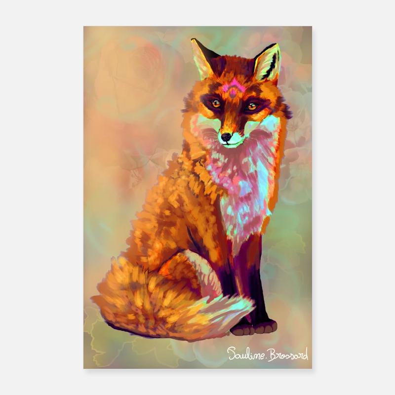 Renard illustration Poster 60 x 90 cm