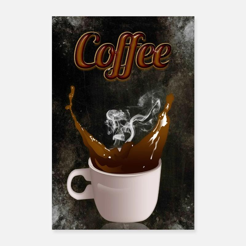 Affiche de café de boisson chaude splash tasse de café Poster 60 x 90 cm