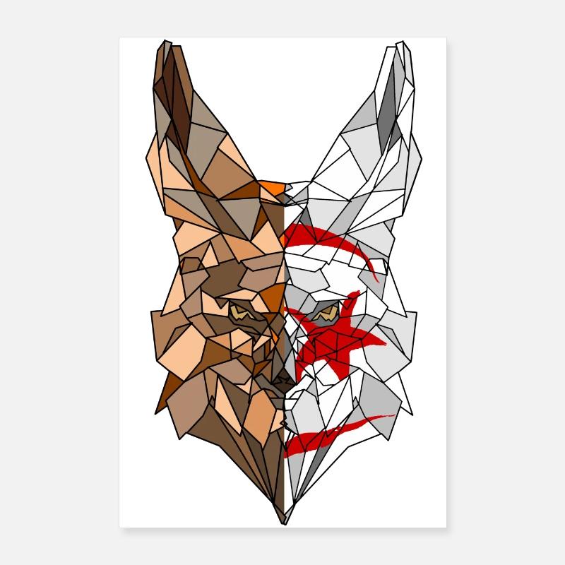 Fennec polygone drapeau de l'Algérie Poster 60 x 90 cm