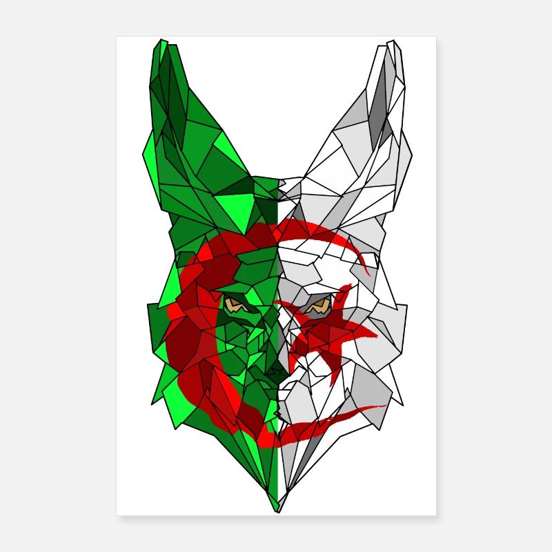 Fennec and flag of Algeria in polysphere 3 Poster 24" x 35" (60x90 cm)