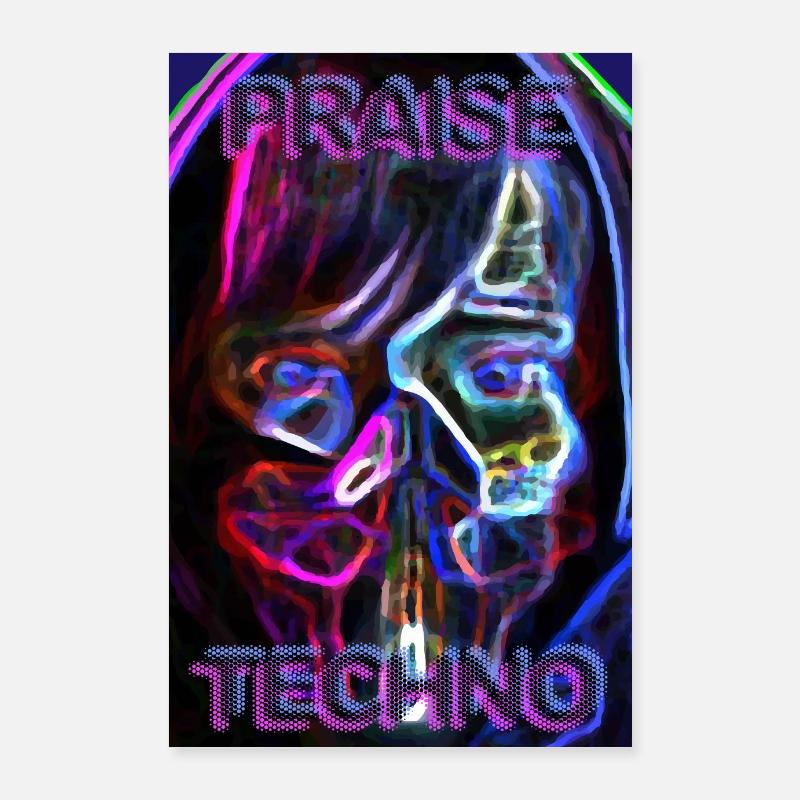 | de musique Dark Hard Techno Éloge de la techno Poster 60 x 90 cm