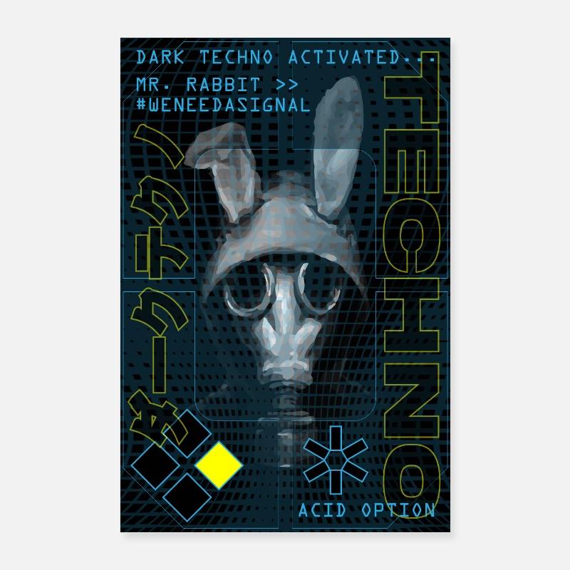 | activé par Dark Techno Hard Dark Acid Techno Poster 60 x 90 cm
