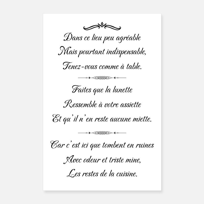 Affiche WC Humour - Tenez vous comme à table Poster 60 x 90 cm