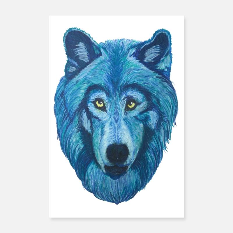 epic wolf wolf head with blue fur Poster 24" x 35" (60x90 cm)