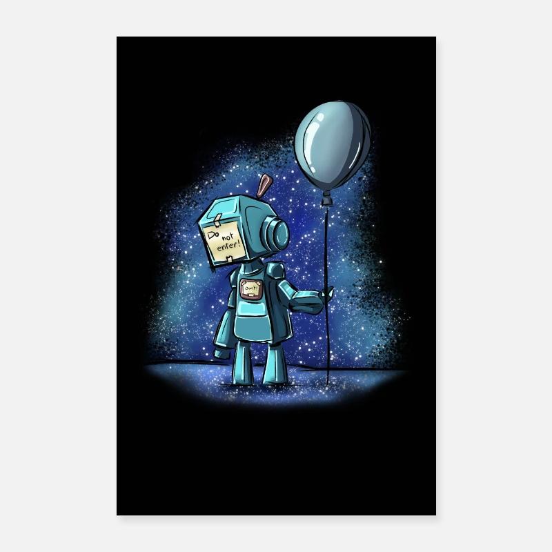 Petit robot - Affiche - Poster 60 x 90 cm - blanc