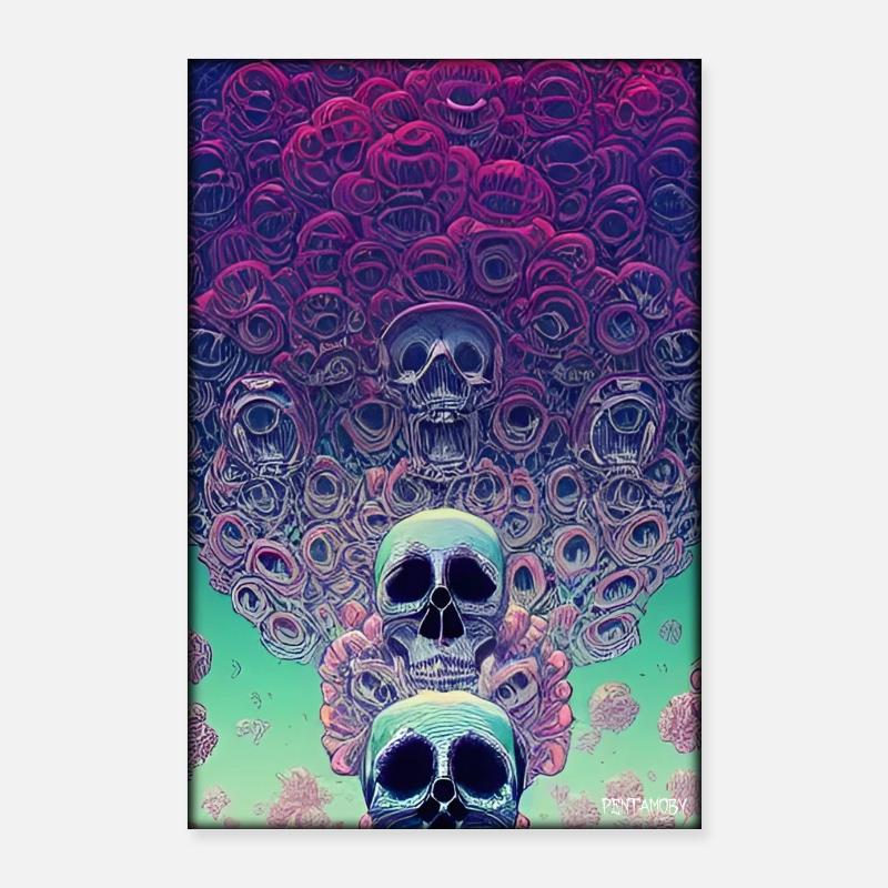 Skull Flowers Rose Cloud Poster 24" x 35" (60x90 cm)