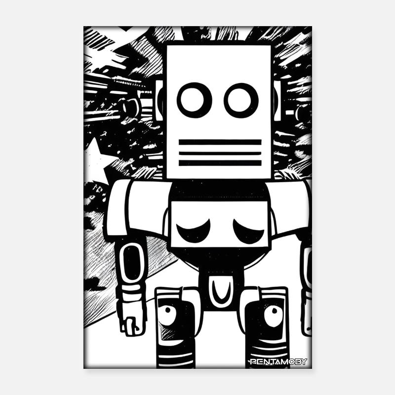 Roboter Comic Zukunft Cyborg Maschine Technik Poster 60x90 cm