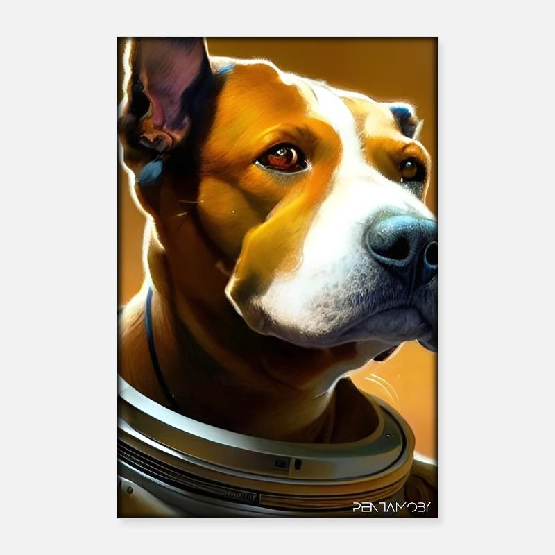 Dog Pet Astronaut Future Sci-Fi Technology Poster 60 x 90 cm