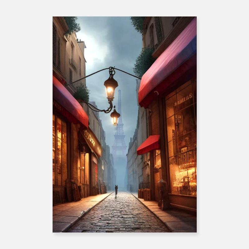 TOON TOWN - Paris Streets 1 - Poster 60x90 cm - Weiß