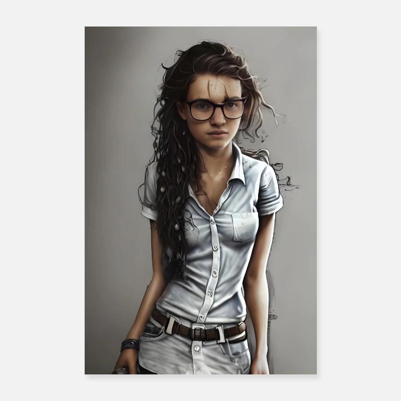 Nerd trempé - Poster 60 x 90 cm - blanc