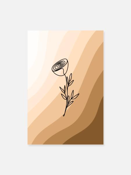 Oneline Rose - Poster 60x90 cm - Weiß