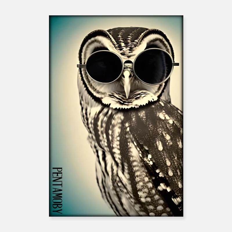 Eule Sonnenbrille Wildtier Vogel Waldtier Wald Poster 60x90 cm