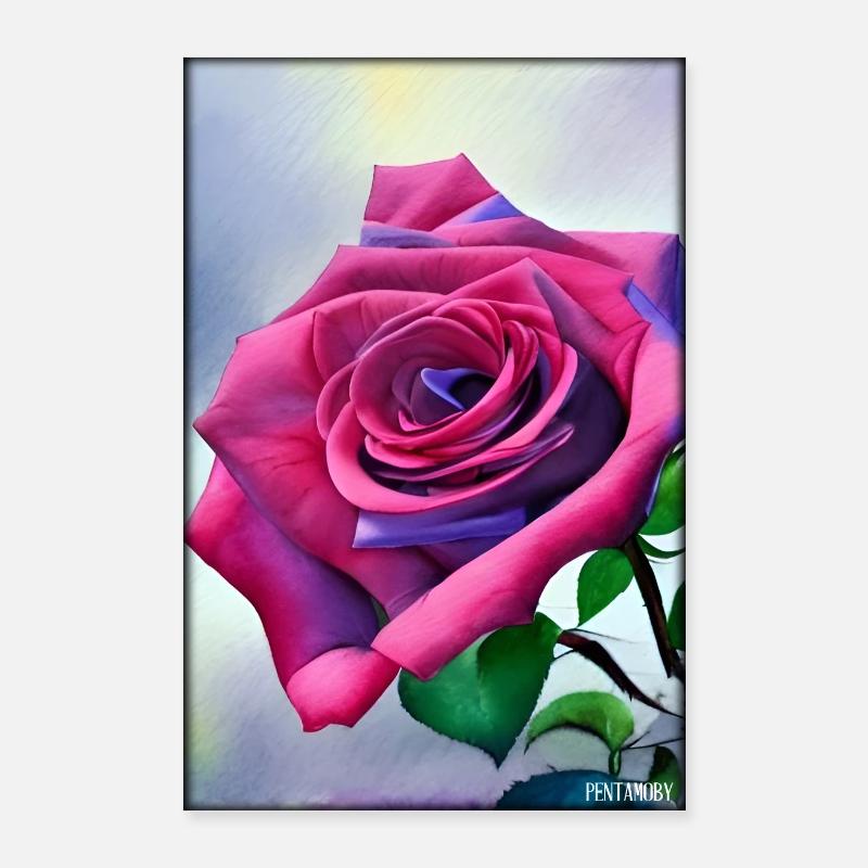 Rose Rose Fleur Spring Meadow Green Poster 60 x 90 cm
