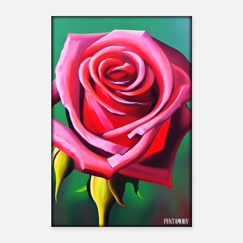 Rose Rose Fleur Spring Meadow Green Poster 60 x 90 cm