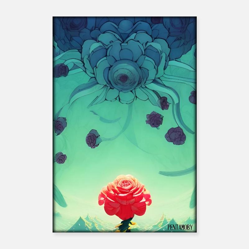 Rose Rose Fleur Spring Meadow Green Poster 60 x 90 cm