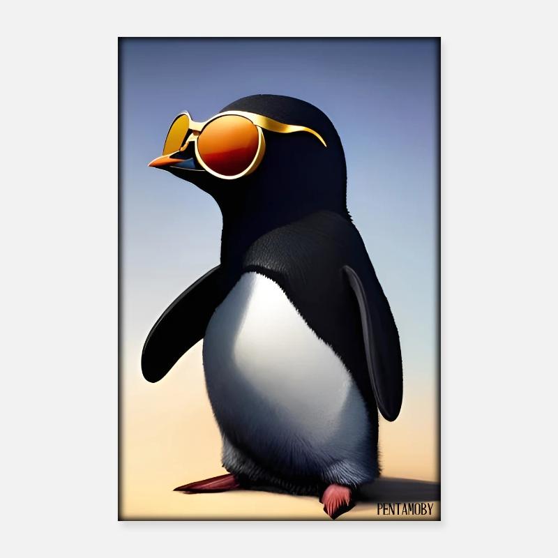 Pinguin Sonnenbrille Wildtier Vogel Seevogel Poster 60x90 cm