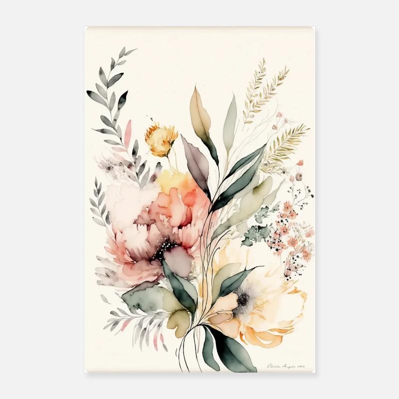 Composition Florale -7- Aquarelle Poster 60 x 90 cm