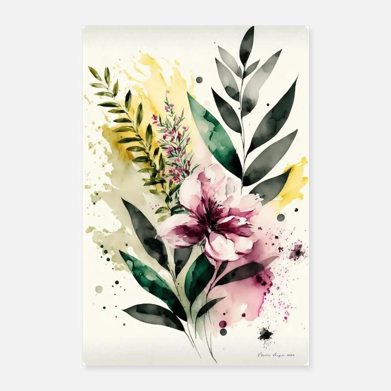 Composition Florale -15- Aquarelles Poster 60 x 90 cm