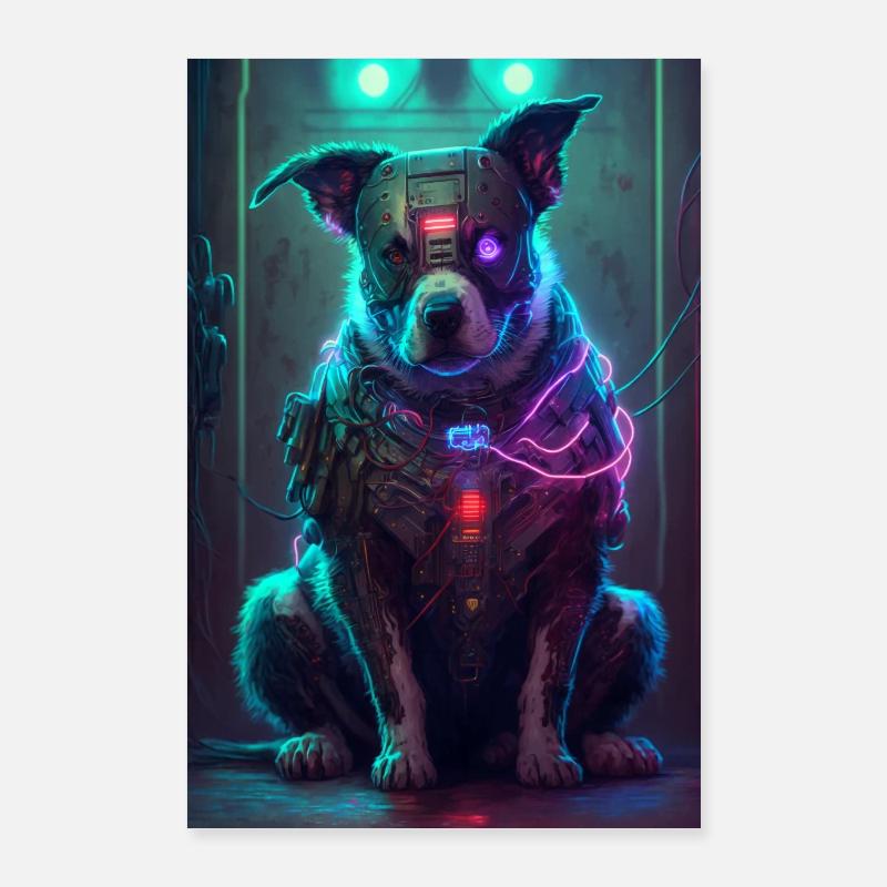 Cyber Punk Robot Chien Poster 60 x 90 cm