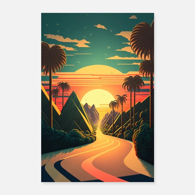 Digital Art Sunset: Affiche de décoration murale Poster 60 x 90 cm