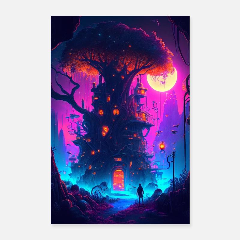 Fantasy Poster - Magic Tree - AI generated Poster 24" x 35" (60x90 cm)